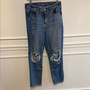 American Eagle Distressed Denim Mom Jeans